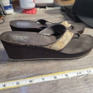 Coach Brown Wedge‎ Sandals Ladies Size 9B